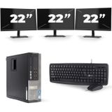 Dell Optiplex 7010 SFF - Intel Core i7-3e Generatie - 16GB RAM - 256GB SSD - Windows 10 + 3x 22 inch Monitor Nette Staat