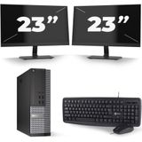 Dell Optiplex 7020 SFF - Intel Core i5-4e Generatie - 8GB RAM - 256GB SSD - Windows 10 + 2x 23 inch Monitor Nette Staat