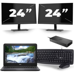 Dell Latitude 3310 - Intel Core i3-8e Generatie - 13 inch - 8GB RAM - 256GB SSD - Windows 11 + 2x 24 inch Monitor Nette Staat