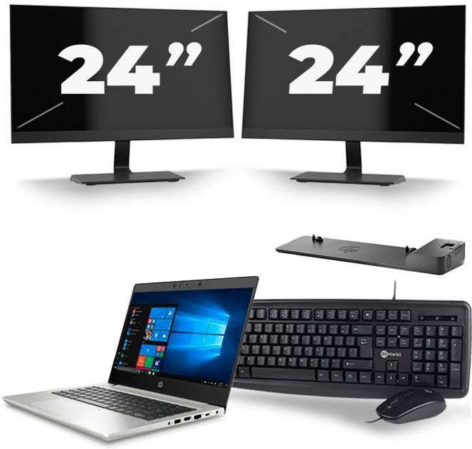 HP ProBook 430 G7 - Intel Core i3-10e Generatie - 13 inch - 16GB RAM - 512GB SSD - Windows 11 + 2x 24 inch Monitor Zichtbaar gebruikt