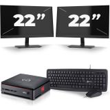 Fujitsu Esprimo Q520 USFF - Intel Core i3-4e Generatie - 8GB RAM - 128GB SSD - Windows 10 + 2x 22 inch Monitor Nette Staat
