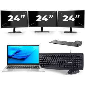 HP EliteBook 840 G7 - Intel Core i5-10e Generatie - 14 inch - 16GB RAM - 256GB SSD - Windows 11 + 3x 24 inch Monitor Zichtbare schade