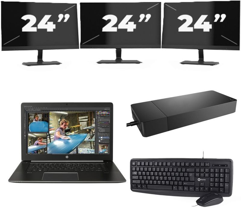 Lenovo Thinkpad L13 G3 - Intel Core i5-13e Generatie - 13 inch - 16GB RAM - 256GB SSD - Windows 11 Home + 3x 24 inch Monitor Zichtbaar gebruikt