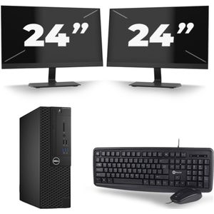Dell Optiplex 3050 SFF - Intel Core i5-7e Generatie - 8GB RAM - 256GB SSD - Windows 11 + 2x 24 inch Monitor Nette Staat