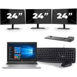 HP ProBook 650 G5 - Intel Core i5-8e Generatie - 15 inch - 16GB RAM - 256GB SSD - Windows 11 + 3x 24 inch Monitor Zichtbare schade