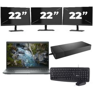 Dell Vostro 3591 - Intel Core i5-10e Generatie - 15 inch - 16GB RAM - 256GB SSD - Windows 11 Home + 3x 22 inch Monitor Nette Staat