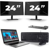 HP ZBook 15 G5 - Intel Core i7-8e Generatie - 15 inch - 16GB RAM - 256GB SSD - Windows 11 + 2x 24 inch Monitor Zichtbare schade