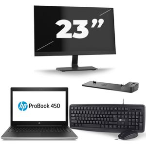 HP ProBook 450 G5 - Intel Core i3-7e Generatie - 15 inch - 8GB RAM - 256GB SSD - Windows 11 + 1x 23 inch Monitor Zichtbaar gebruikt