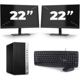 HP ProDesk 600 G3 Micro Tower - Intel Core i5-6e Generatie - 8GB RAM - 256GB SSD - Windows 11 + 2x 22 inch Monitor Nette Staat