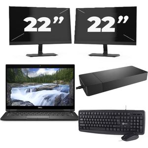 Dell XPS 13 7390 - Intel Core i5-10e Generatie - 13 inch - 16GB RAM - 256GB SSD - Windows 11 Home + 2x 22 inch Monitor Zichtbaar gebruikt