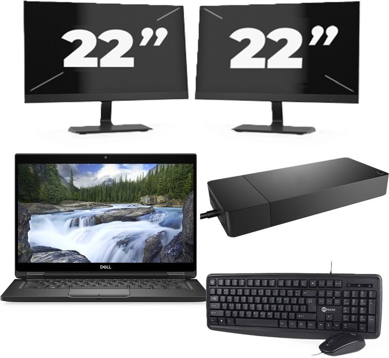 Dell XPS 13 7390 - Intel Core i5-10e Generatie - 13 inch - 16GB RAM - 256GB SSD - Windows 11 Home + 2x 22 inch Monitor Zichtbaar gebruikt