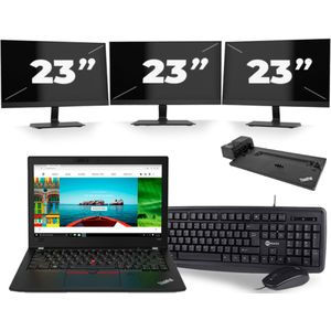 Lenovo Thinkpad A285 - AMD Ryzen 5 2500U - 12 inch - 8GB RAM - 256GB SSD - Windows 10 + 3x 23 inch Monitor Zichtbaar gebruikt