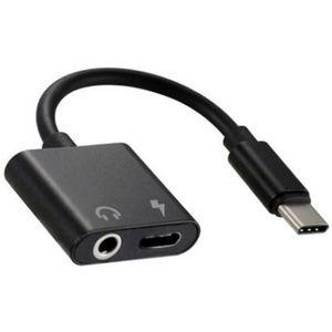 USB-C Audio + Charging Cable M/F, Black