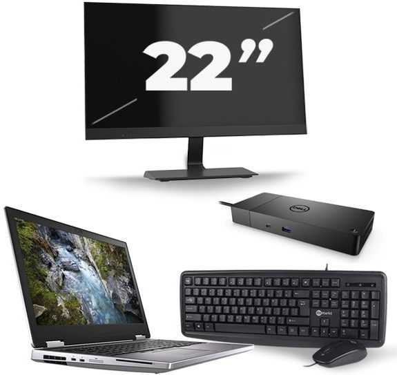 Dell Precision 7540 - Intel Core i7-9e Generatie - 15 inch - 16GB RAM - 512GB SSD - Windows 11 + 1x 22 inch Monitor Zichtbaar gebruikt