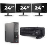 Fujitsu Esprimo E710 SFF - Intel Core i3-3e Generatie - 8GB RAM - 256GB SSD - Windows 10 + 3x 24 inch Monitor Nette Staat