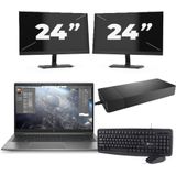 HP ZBook Firefly 14 G8 - Intel Core i7-11e Generatie - 14 inch - 16GB RAM - 256GB SSD - Windows 11 Home + 2x 24 inch Monitor Zichtbaar gebruikt