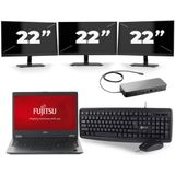 Fujitsu LifeBook U728 - Intel Core i7-8e Generatie - 12 inch - 16GB RAM - 256GB SSD - Windows 11 + 3x 22 inch Monitor Zichtbaar gebruikt