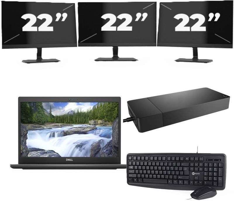 Dell Latitude 3420 - Intel Core i3-11e Generatie - 14 inch - 16GB RAM - 256GB SSD - Windows 11 Home + 3x 22 inch Monitor Zichtbare schade