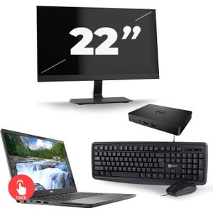 Dell Latitude 7300 - Intel Core i5-8e Generatie - 13 inch - Touch - 16GB RAM - 256GB SSD - Windows 11 Home + 1x 22 inch Monitor Nette Staat