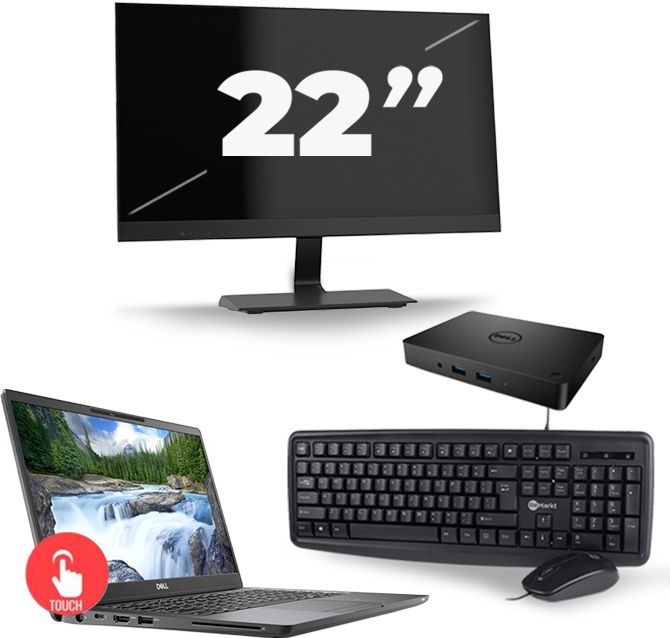 Dell Latitude 7300 - Intel Core i5-8e Generatie - 13 inch - Touch - 16GB RAM - 256GB SSD - Windows 11 Home + 1x 22 inch Monitor Nette Staat