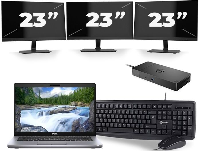 Dell Latitude 5411 - Intel Core i5-10e Generatie - 14 inch - 16GB RAM - 512GB SSD - Windows 11 + 3x 23 inch Monitor Zichtbare schade