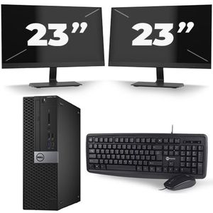 Dell Optiplex 7040 Micro Tower - Intel Core i5-6e Generatie - 8GB RAM - 256GB SSD - Windows 11 + 2x 23 inch Monitor Nette Staat