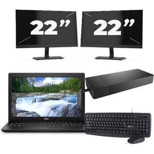 Dell Latitude 3500 - Intel Core i5-8e Generatie - 15 inch - 16GB RAM - 256GB SSD - Windows 11 Home + 2x 22 inch Monitor Nette Staat