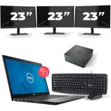 Dell Latitude 7490 - Intel Core i7-8e Generatie - 14 inch - Touch - 16GB RAM - 256GB SSD - Windows 11 + 3x 23 inch Monitor Zichtbaar gebruikt