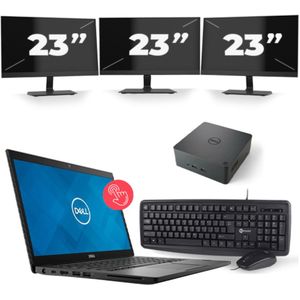 Dell Latitude 7490 - Intel Core i7-8e Generatie - 14 inch - Touch - 16GB RAM - 256GB SSD - Windows 11 + 3x 23 inch Monitor Zichtbaar gebruikt