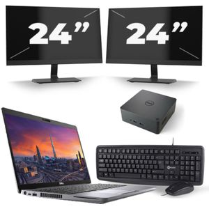 Dell Precision 3550 - Intel Core i7-10e Generatie - 15 inch - 16GB RAM - 256GB SSD - Windows 11 + 2x 24 inch Monitor Nette Staat