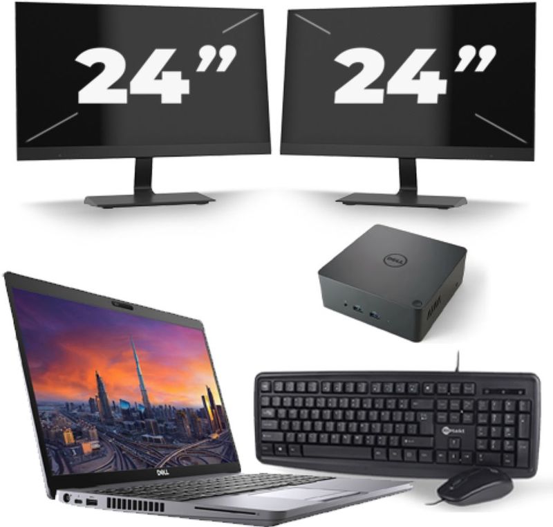 Dell Precision 3550 - Intel Core i7-10e Generatie - 15 inch - 16GB RAM - 256GB SSD - Windows 11 + 2x 24 inch Monitor Nette Staat