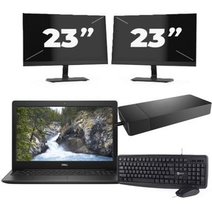 Dell Vostro 3580 - Intel Core i3-8e Generatie - 15 inch - 8GB RAM - 256GB SSD - Windows 11 Home + 2x 23 inch Monitor Nette Staat