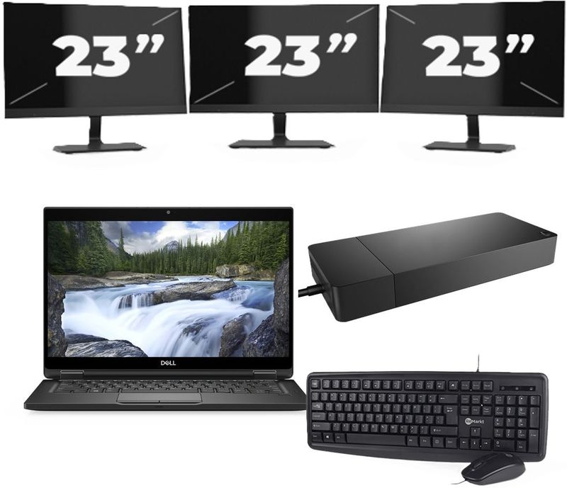 Dell XPS 13 7390 - Intel Core i7-10e Generatie - 13 inch - 16GB RAM - 256GB SSD - Windows 11 Home + 3x 23 inch Monitor Nette Staat