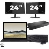 Microsoft Surface Laptop 3 - Intel Core i5-10e Generatie - 15 inch - Touch - 16GB RAM - 512GB SSD - Windows 11 Home + 2x 24 inch Monitor Nette Staat