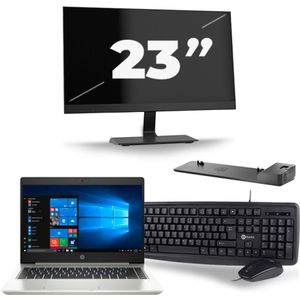 HP ProBook 445 G7 - AMD Ryzen 5 4500U - 14 inch - 8GB RAM - 256GB SSD - Windows 10 + 1x 23 inch Monitor Zichtbaar gebruikt