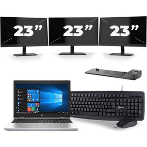 HP ProBook 650 G5 - Intel Core i5-8e Generatie - 15 inch - 16GB RAM - 256GB SSD - Windows 11 + 3x 23 inch Monitor Zichtbare schade