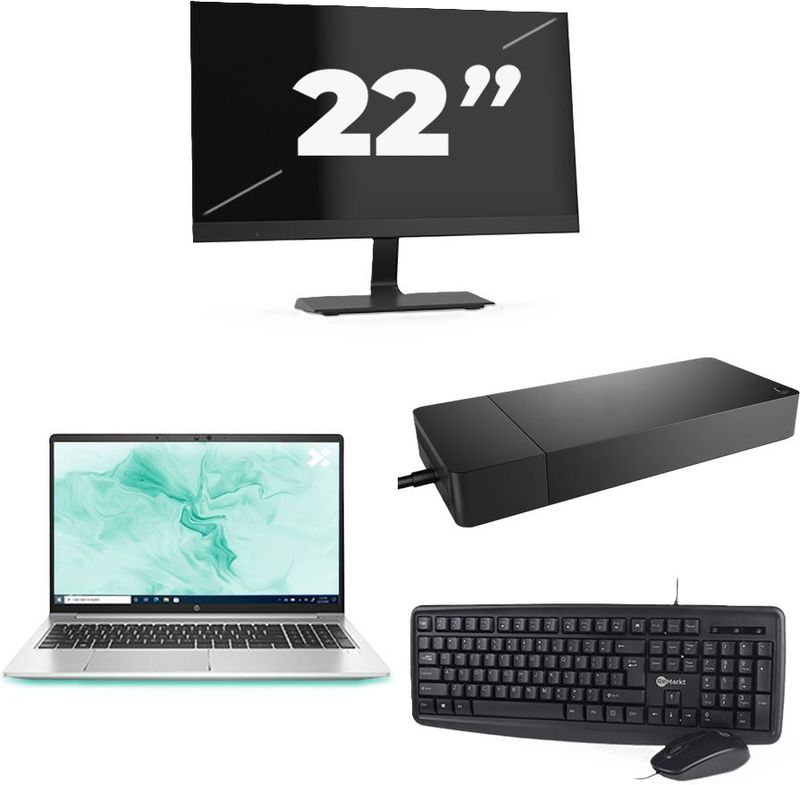 HP ProBook 650 G8 - Intel Core i5-11e Generatie - 15 inch - 16GB RAM - 256GB SSD - Windows 11 Home + 1x 22 inch Monitor Zichtbaar gebruikt