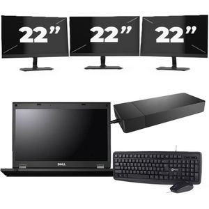 Fujitsu Lifebook E5510 - Intel Core i3-10e Generatie - 15 inch - 16GB RAM - 256GB SSD - Windows 11 Home + 3x 22 inch Monitor Zichtbaar gebruikt