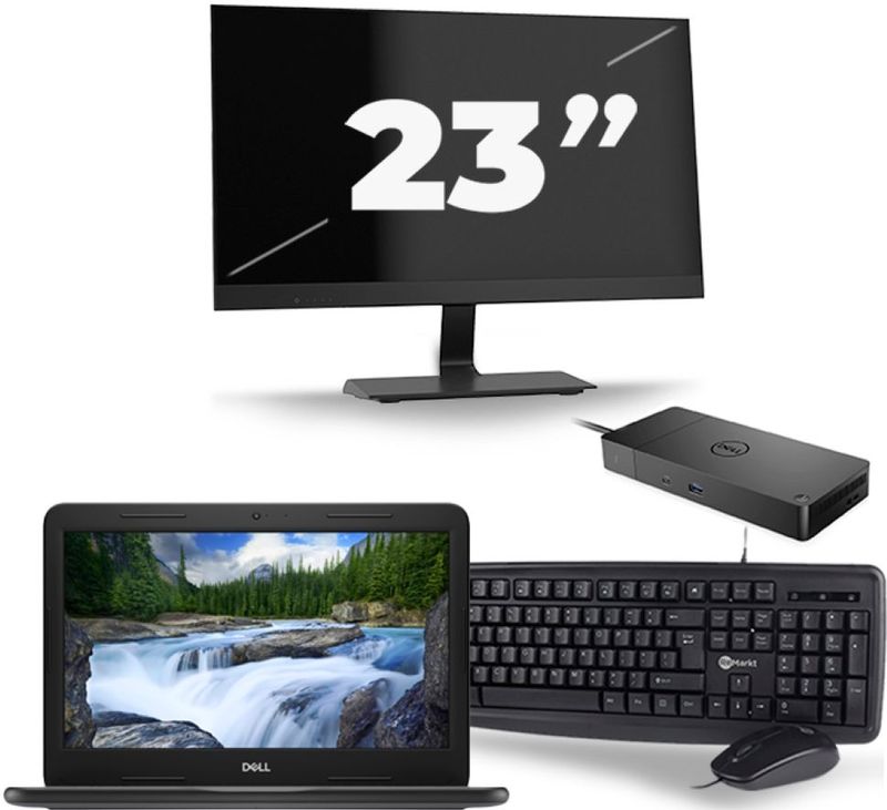 Dell Latitude 3300 - Intel Core i3-7e Generatie - 13 inch - 8GB RAM - 256GB SSD - Windows 11 + 1x 23 inch Monitor Zichtbaar gebruikt