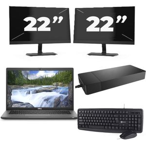 Dell Latitude 7330 - Intel Core i5-12e Generatie - 13 inch - 16GB RAM - 256GB SSD - Windows 11 Home + 2x 22 inch Monitor Zichtbaar gebruikt