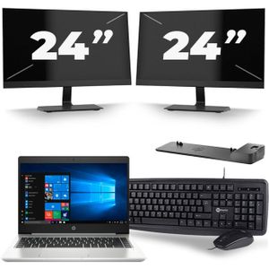 HP ProBook 445 G7 - AMD Ryzen 7 4700U - 14 inch - 16GB RAM - 512GB SSD - Windows 11 Home + 2x 24 inch Monitor Zichtbaar gebruikt