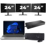 HP 250 G8 - Intel Core i5-11e Generatie - 15 inch - 16GB RAM - 256GB SSD - Windows 11 Home + 3x 24 inch Monitor Zichtbare schade