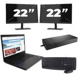 Lenovo ThinkPad L14 Gen 2 - Intel Core i5-11e Generatie - 14 inch - 16GB RAM - 256GB SSD - Windows 11 Home + 2x 22 inch Monitor Zichtbaar gebruikt