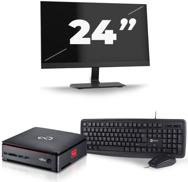 Fujitsu Esprimo Q520 USFF - Intel Core i7-4e Generatie - 16GB RAM - 512GB SSD - Windows 10 + 1x 24 inch Monitor Nette Staat