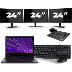 Lenovo ThinkPad L13 - Intel Core i3-10e Generatie - 13 inch - 4GB RAM - 256GB SSD - Windows 11 + 3x 24 inch Monitor Zichtbare schade