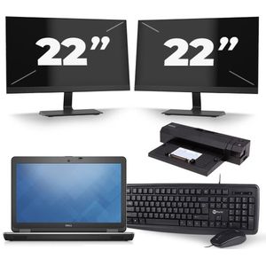 Dell Latitude E6540 - Intel Core i7-4e Generatie - 15 inch - 8GB RAM - 256GB SSD - Windows 11 + 2x 22 inch Monitor Zichtbaar gebruikt