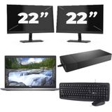 Dell Latitude 5520 - Intel Core i5-11e Generatie - 15 inch - 16GB RAM - 256GB SSD - Windows 11 Home + 2x 22 inch Monitor Nette Staat