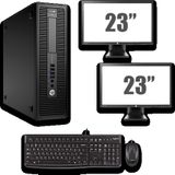 HP ProDesk 600 G1 SFF - Intel Pentium G3220 - 4GB - 500GB HDD + Dual 2x 23'' Widescreen LCD - Win 10