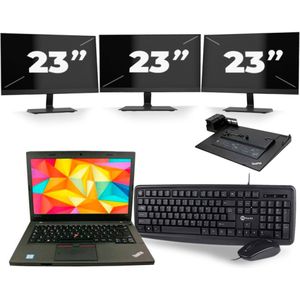 Lenovo ThinkPad L470 - Intel Core i5-7e Generatie - 14 inch - 8GB RAM - 256GB SSD - Windows 11 + 3x 23 inch Monitor Zichtbare schade