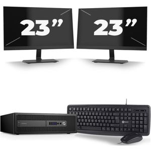 HP ProDesk 600 G3 USFF - Intel Core i5-7e Generatie - 8GB RAM - 256GB SSD - Windows 11 + 2x 23 inch Monitor Nette Staat